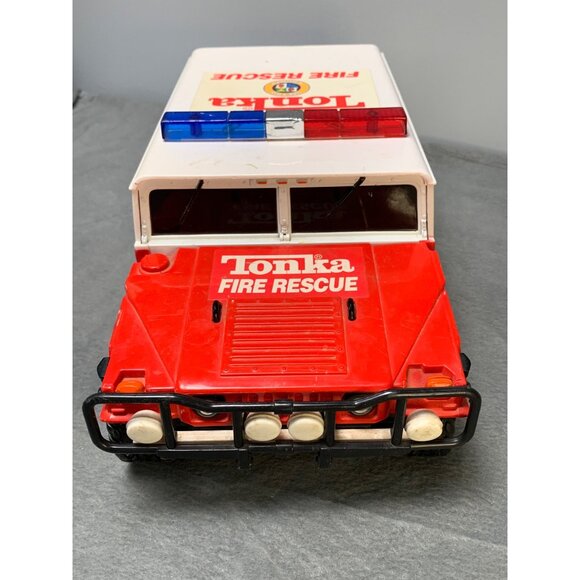 Tonka Fire Rescue Hummer Vehicle 2000s Vintage Red & White with Lights Sounds - Picture 2 of 10